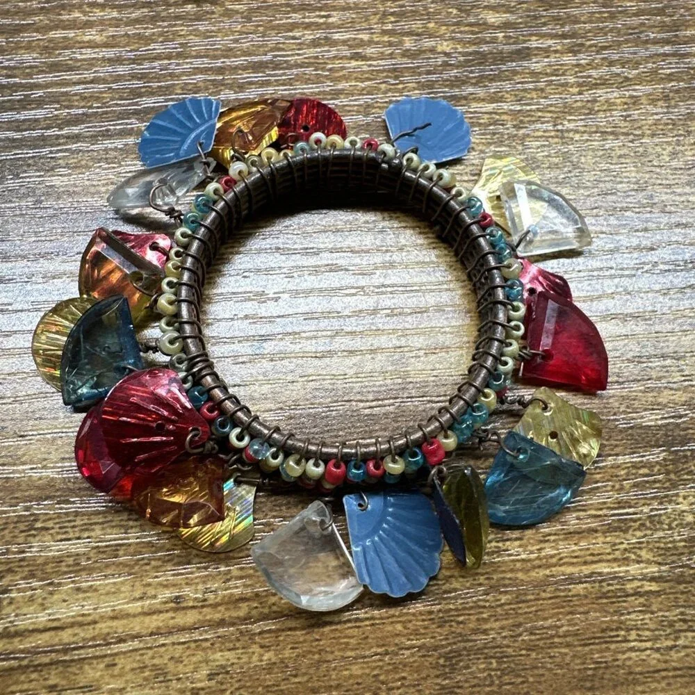 Vintage‎ Bohemian Beaded Napkin Rings Holders Set Of 4 Eclectic Colorful Unique